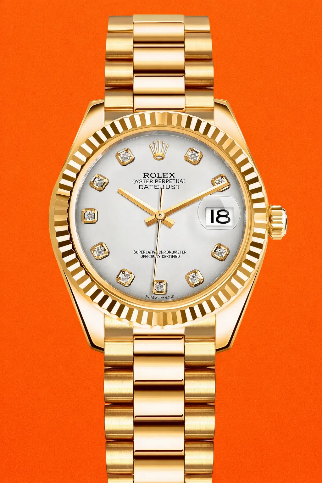Rolex Ladies Datejust 18ct yellow gold White Diamond Dial 26mm 
