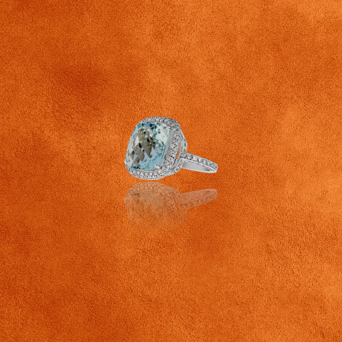 Aquamarine And Diamond Ring