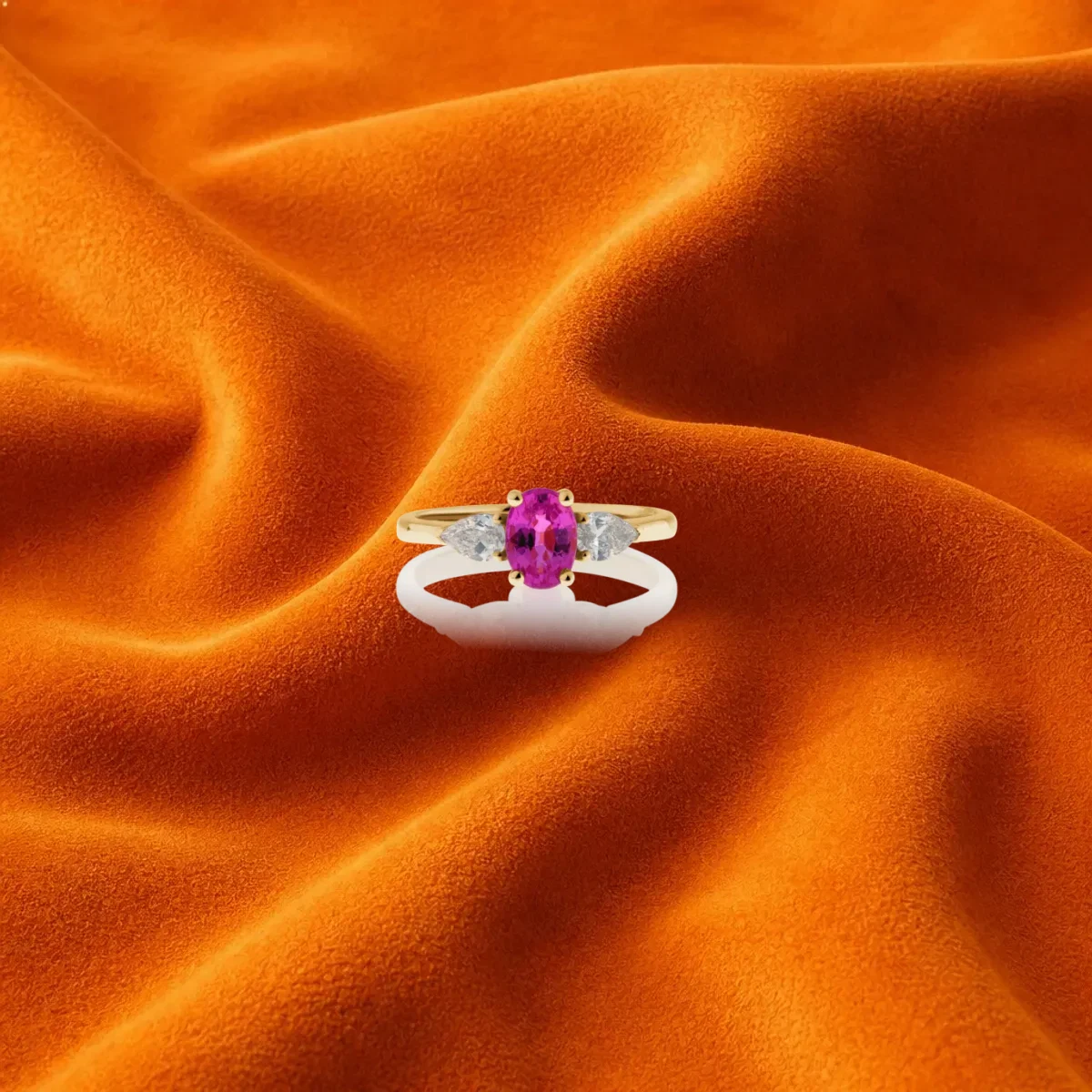 Pink Sapphire And Fancy Light Yellow Diamond Ring