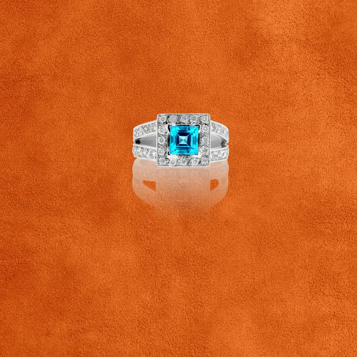 Blue Topaz And Diamond Ring