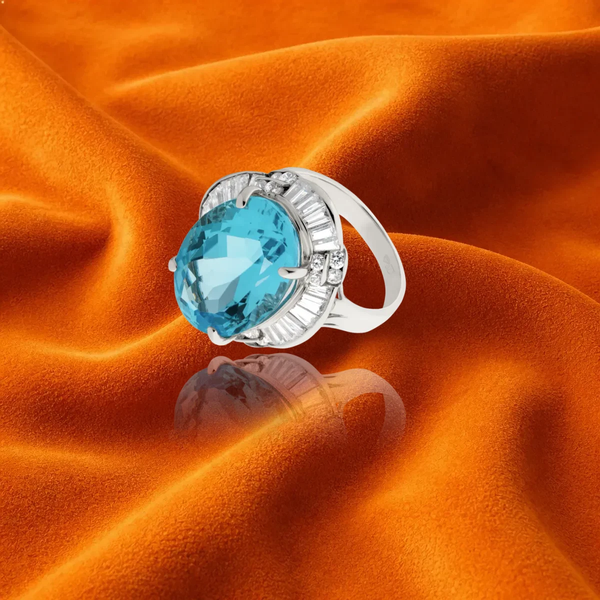Blue Topaz And Diamond Ring