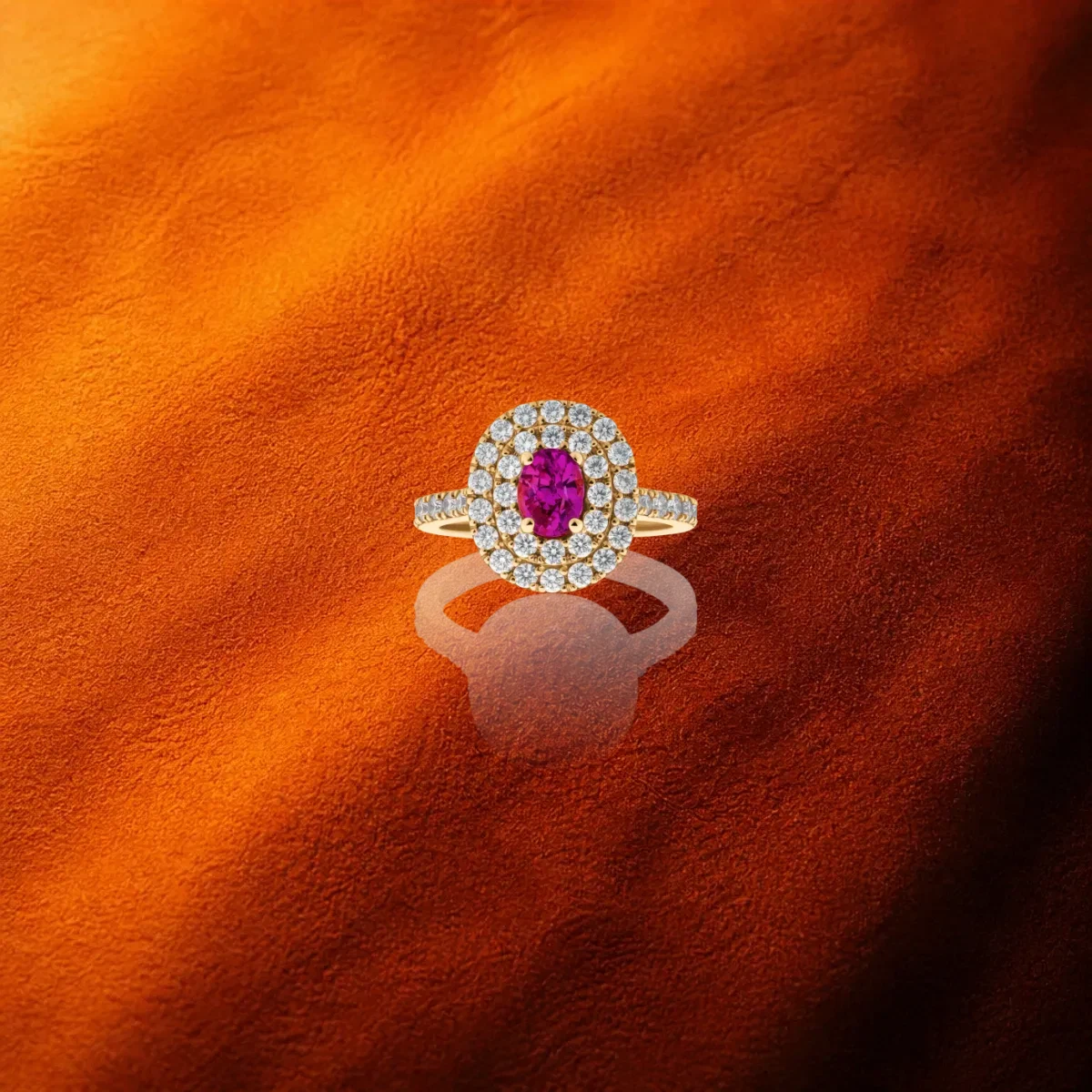 Pink Sapphire And Diamond Ring