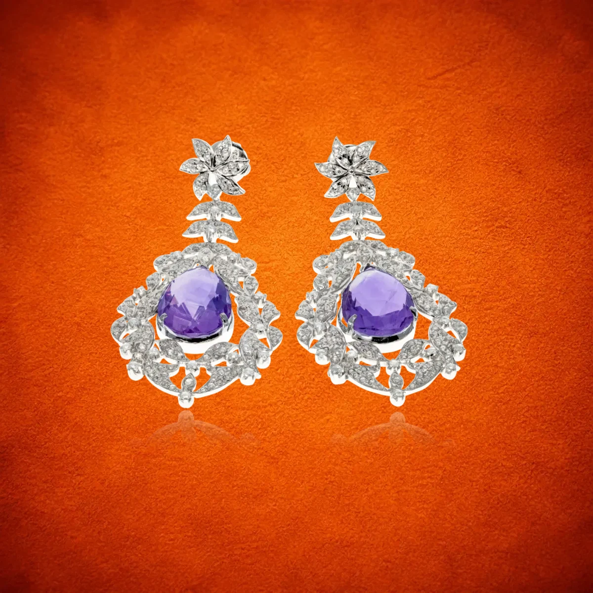 Amethyst And Diamond Earrings