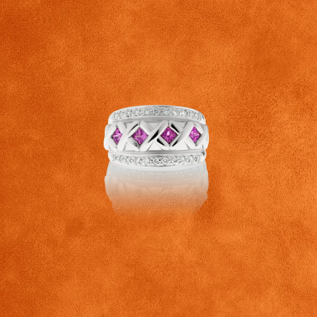 Pink Sapphire And Diamond Ring