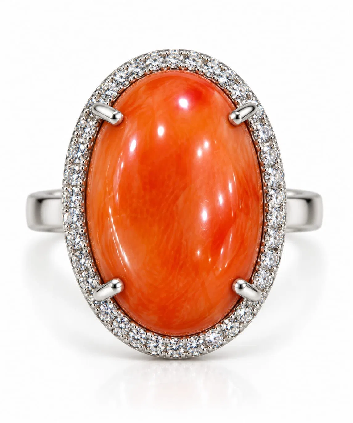 Coral And Diamond Ring