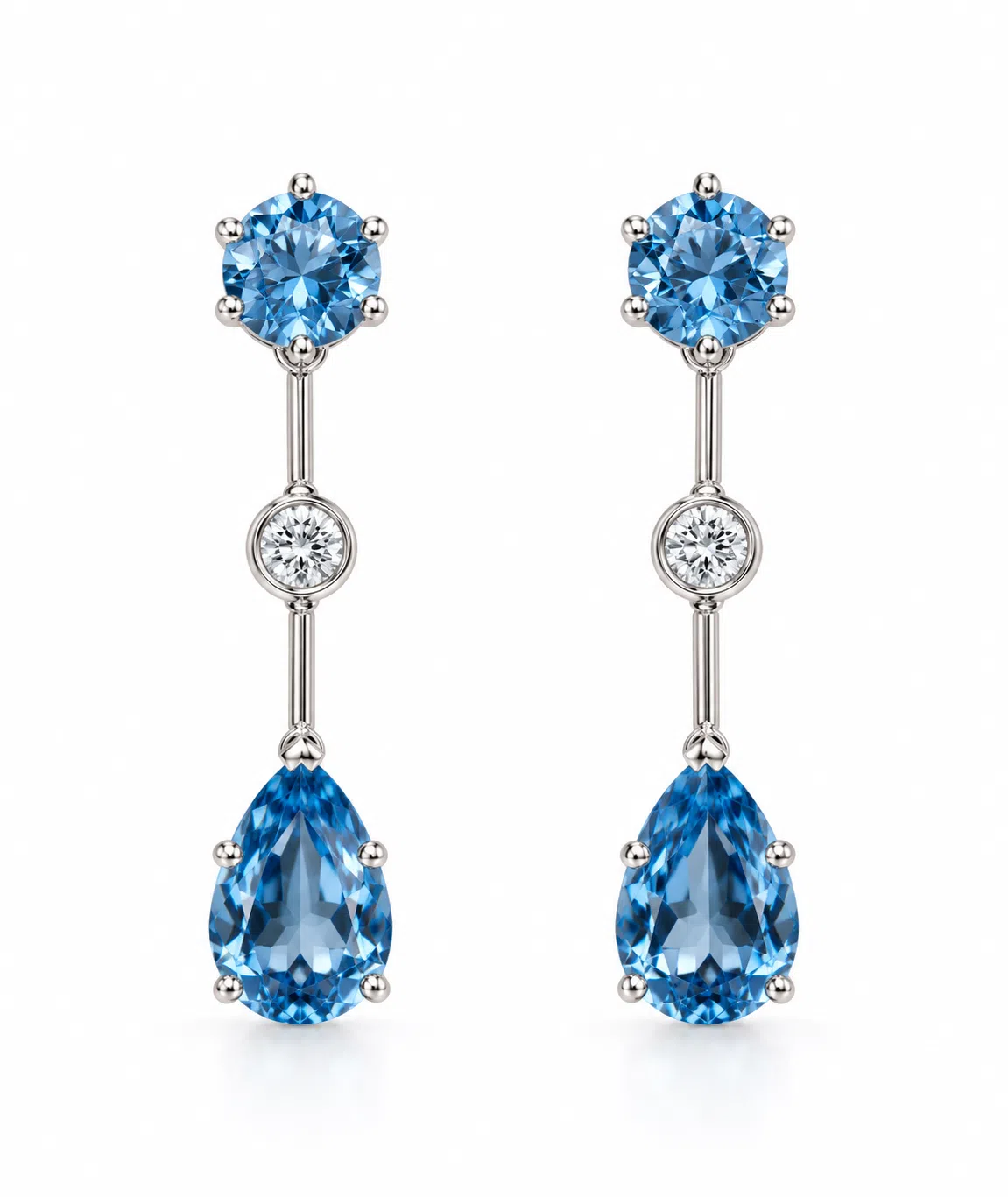 Aquamarine And Diamond Earrings