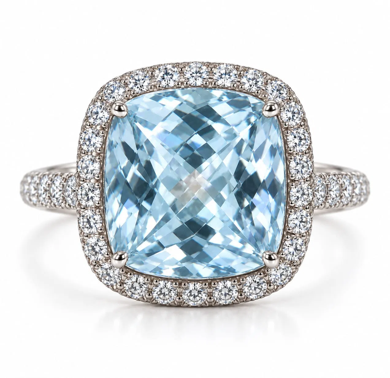 Aquamarine And Diamond Ring