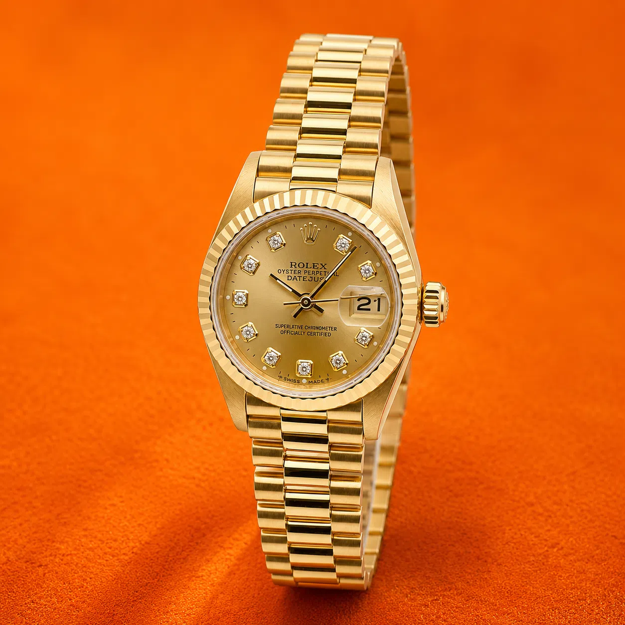 Rolex Ladies 26mm Datejust Champagne Diamond Dial