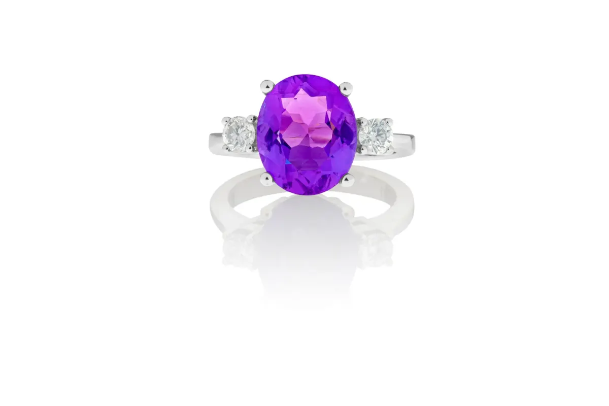 Amethyst And Diamond Ring view 2