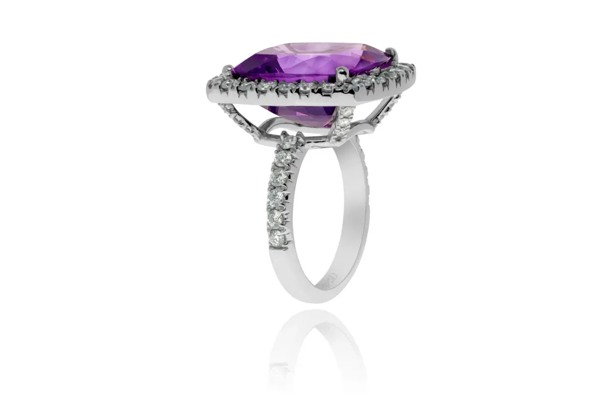 Amethyst And Diamond Ring view 2