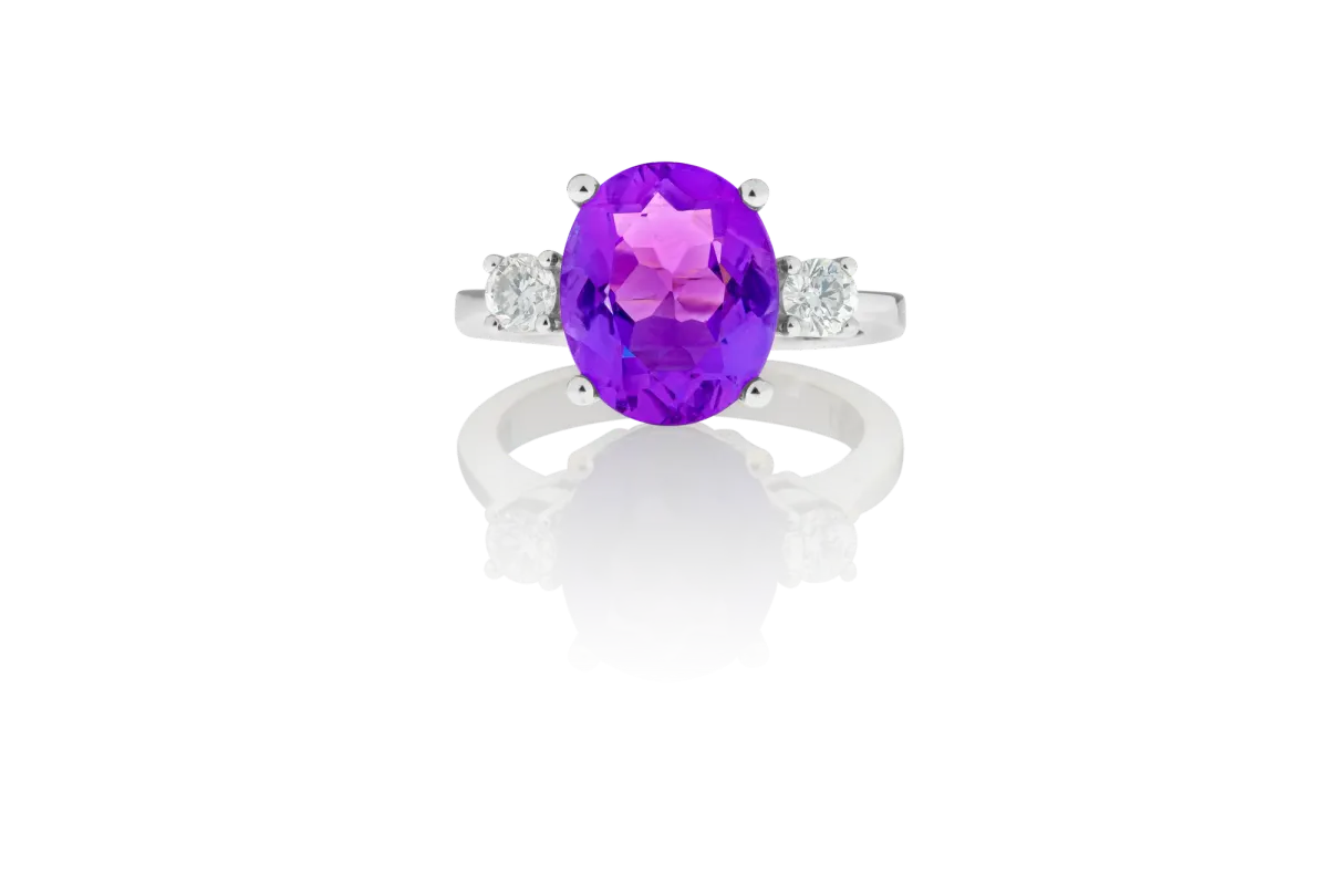 Amethyst And Diamond Ring view 3