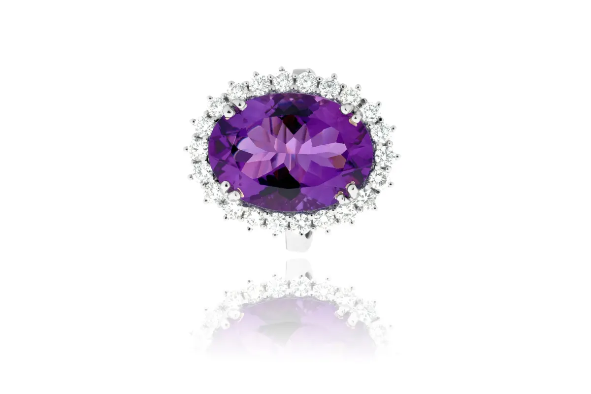 Amethyst And Diamond Ring view 2
