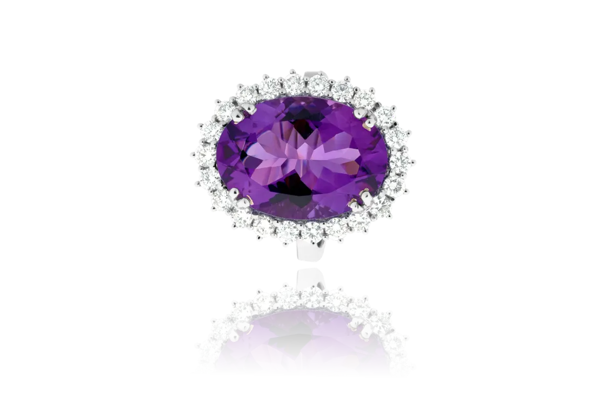 Amethyst And Diamond Ring view 3