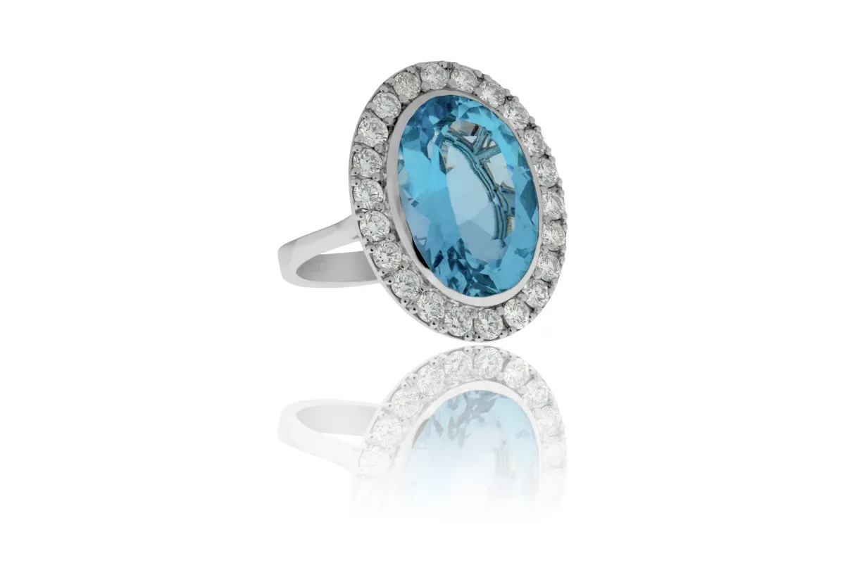 Blue Topaz And Diamond Ring view 2