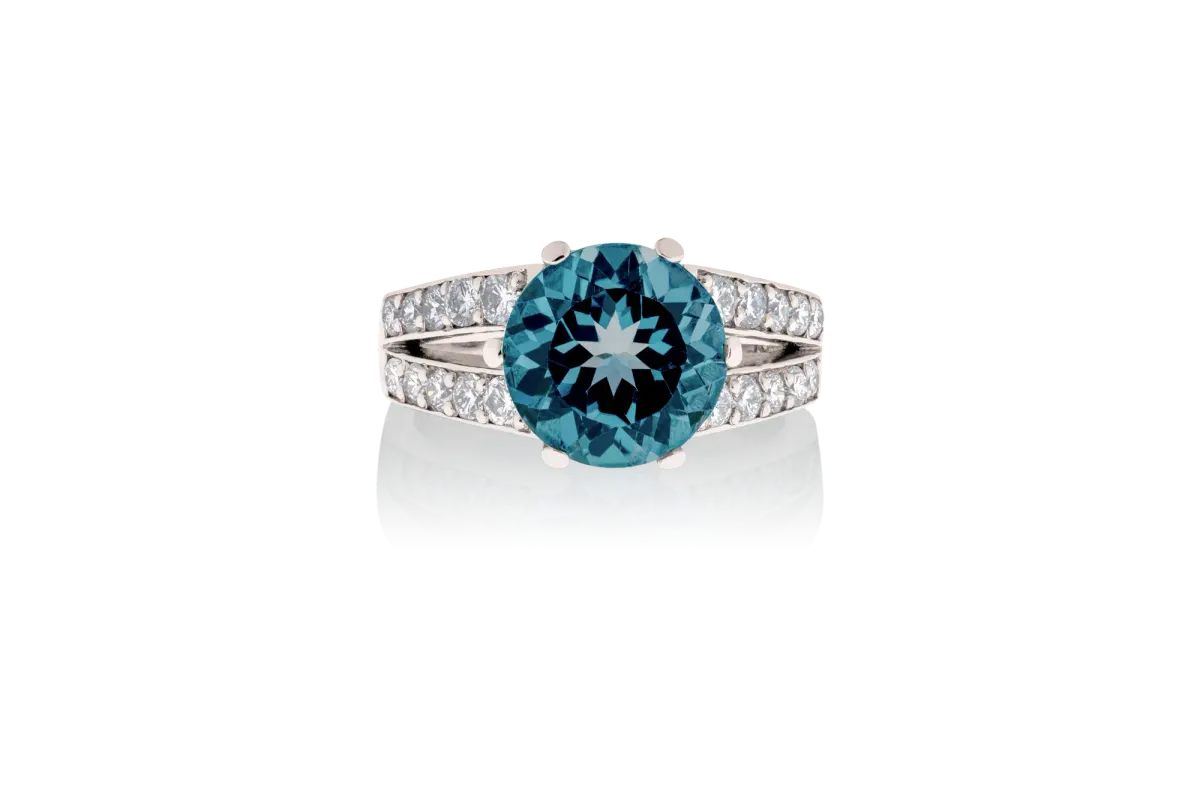 Blue Topaz And Diamond Ring view 3