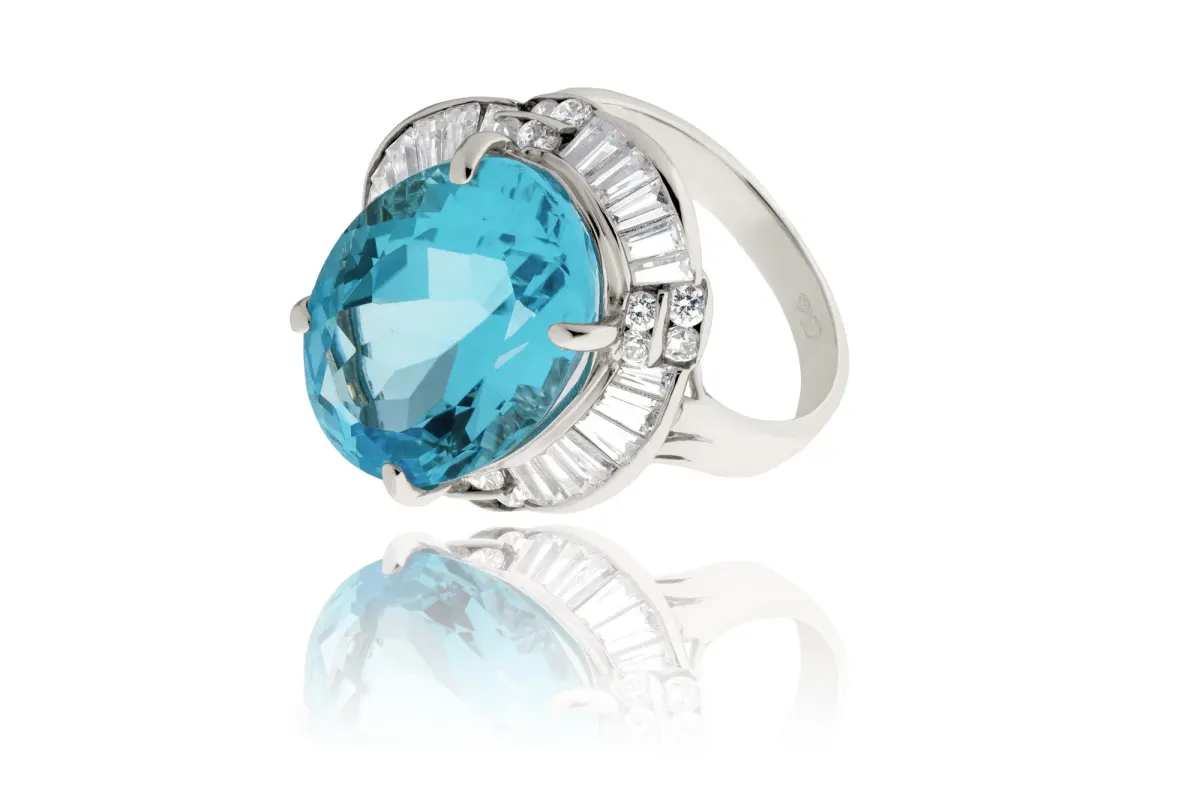 Blue Topaz And Diamond Ring view 2