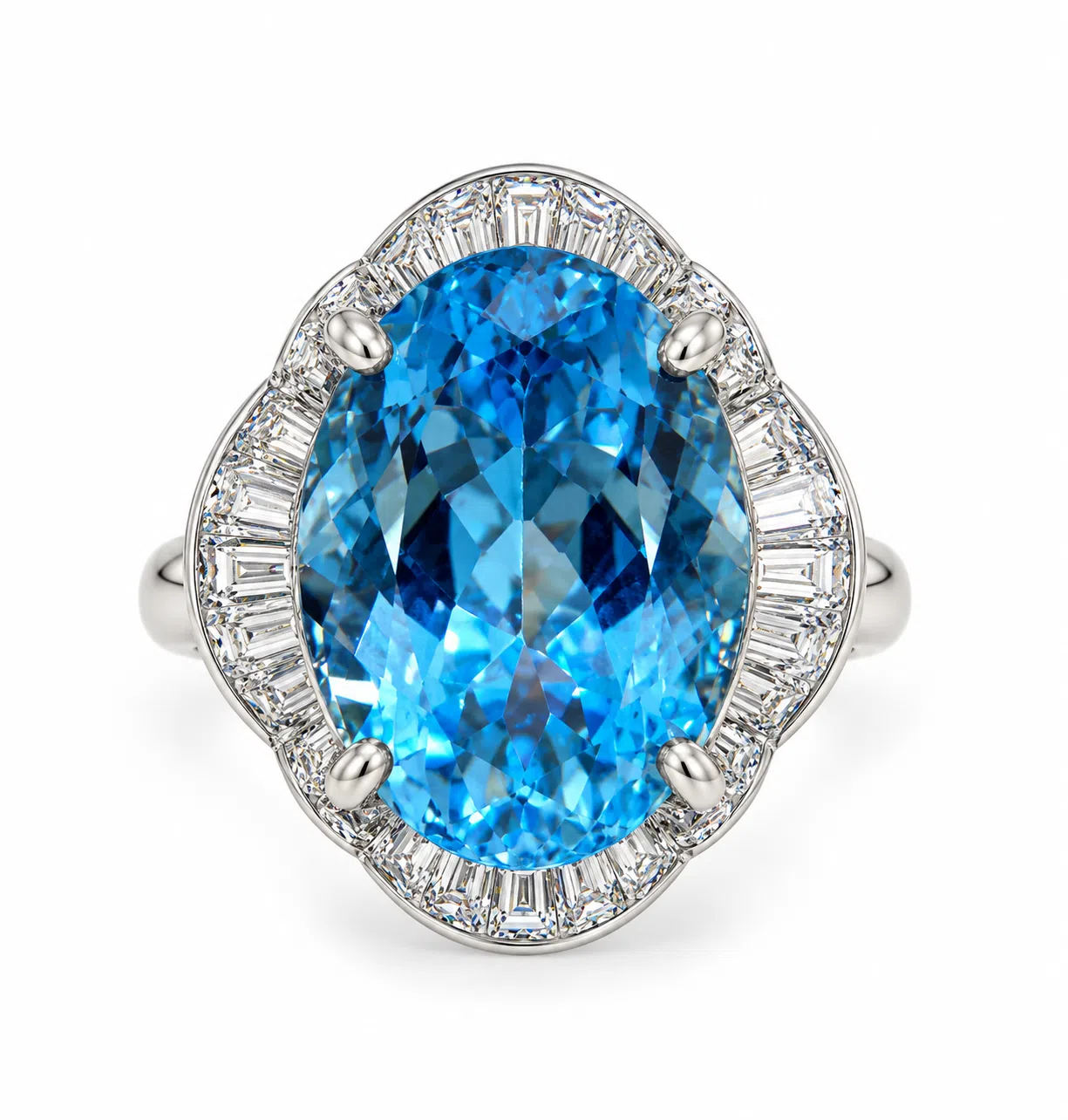 Blue Topaz And Diamond Ring