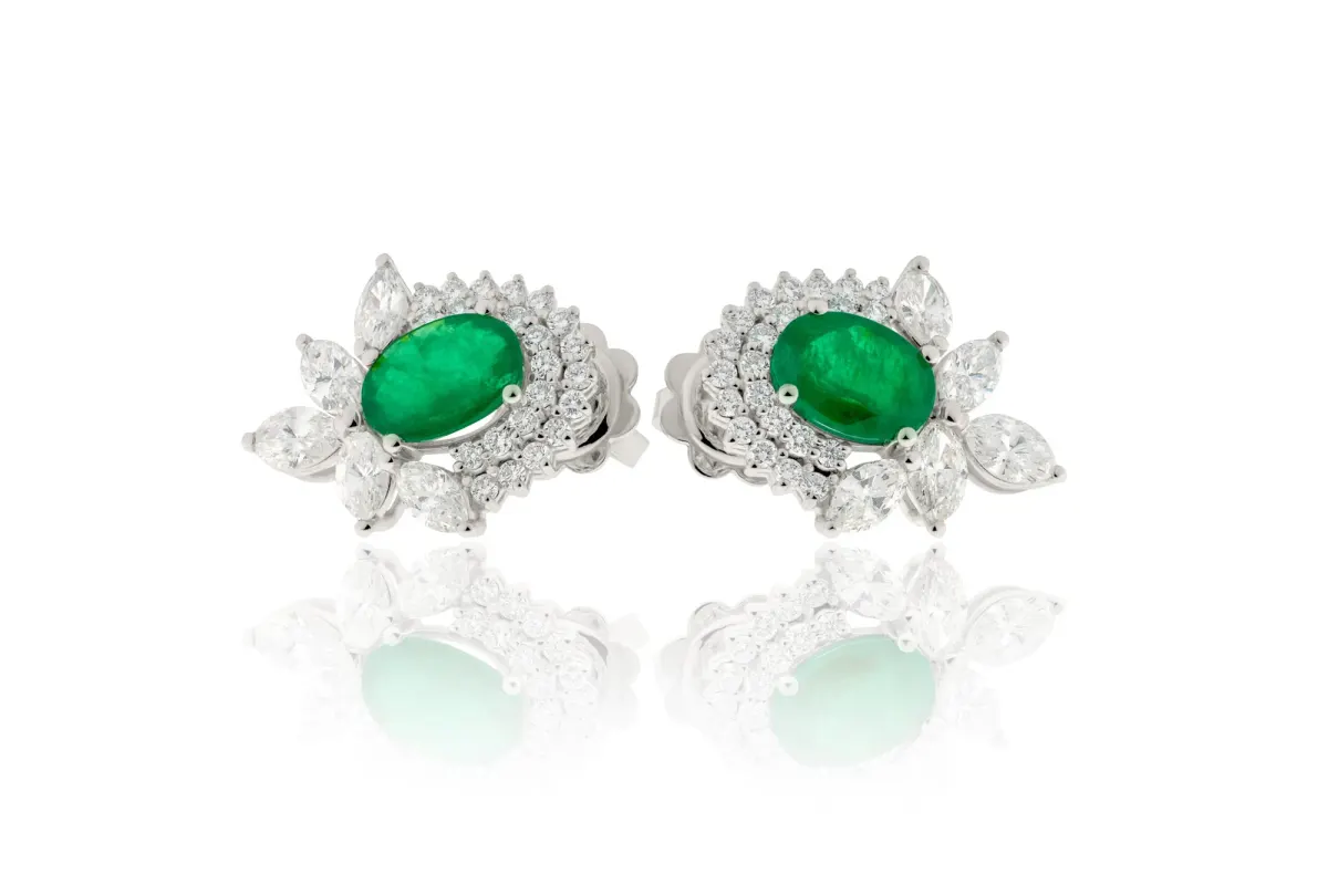 Emerald And Diamond Earrings view 2