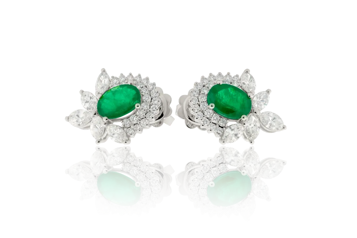 Emerald And Diamond Earrings view 3