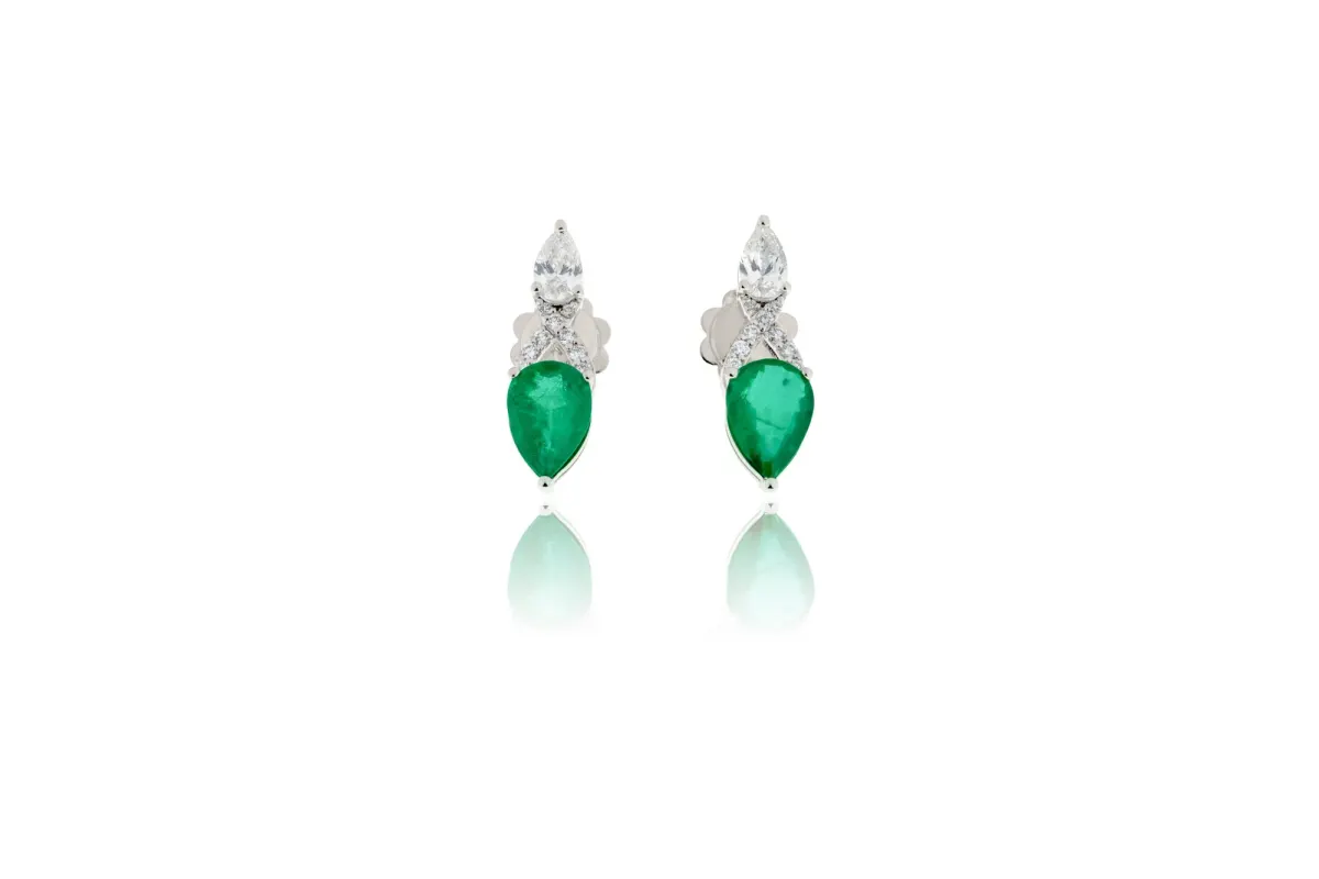 Emerald And Diamond Earrings view 2