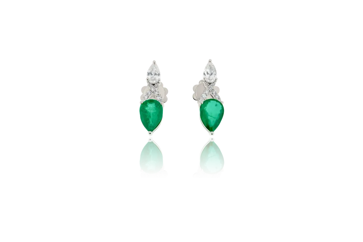 Emerald And Diamond Earrings view 3