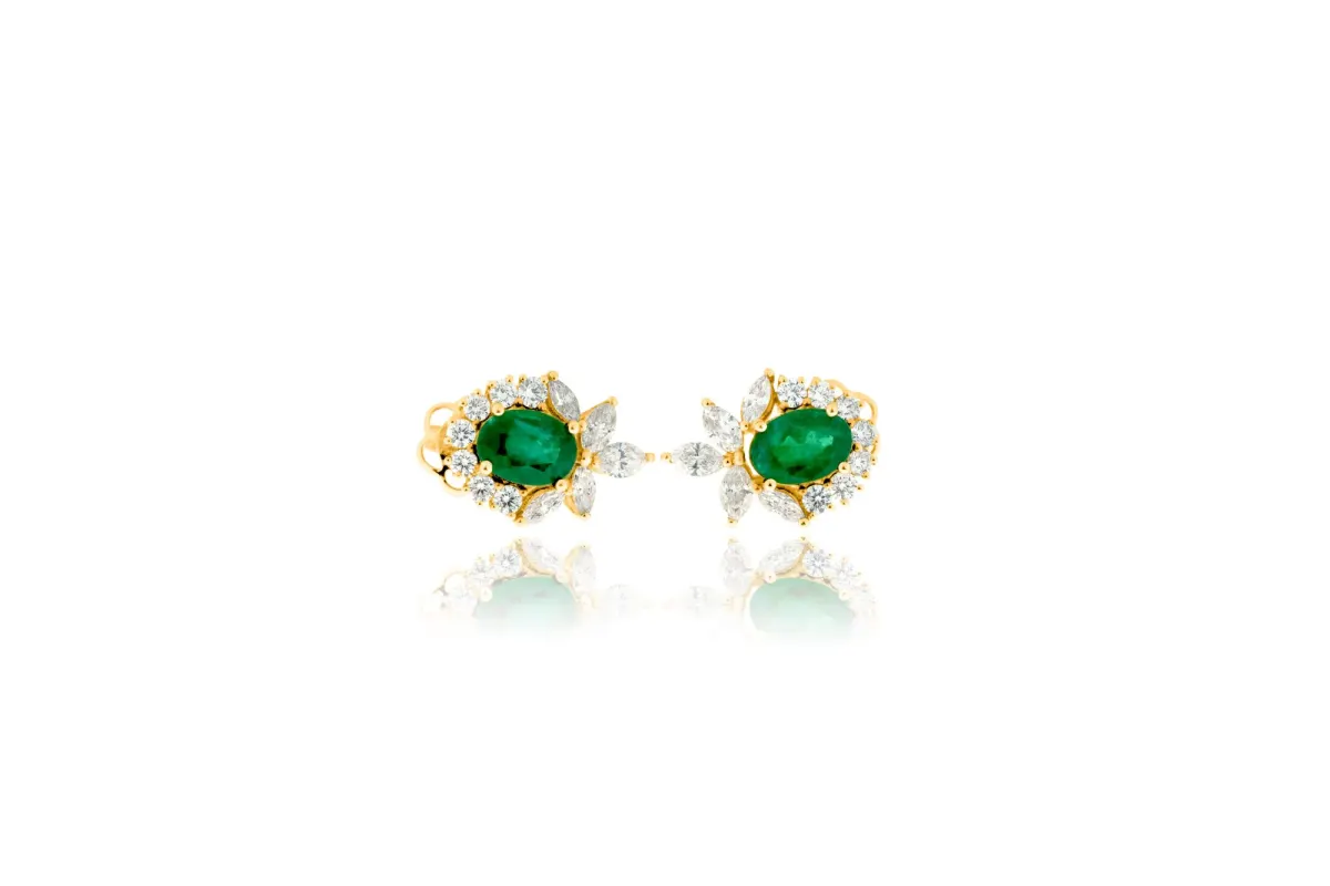 Emerald And Diamond Earrings view 2