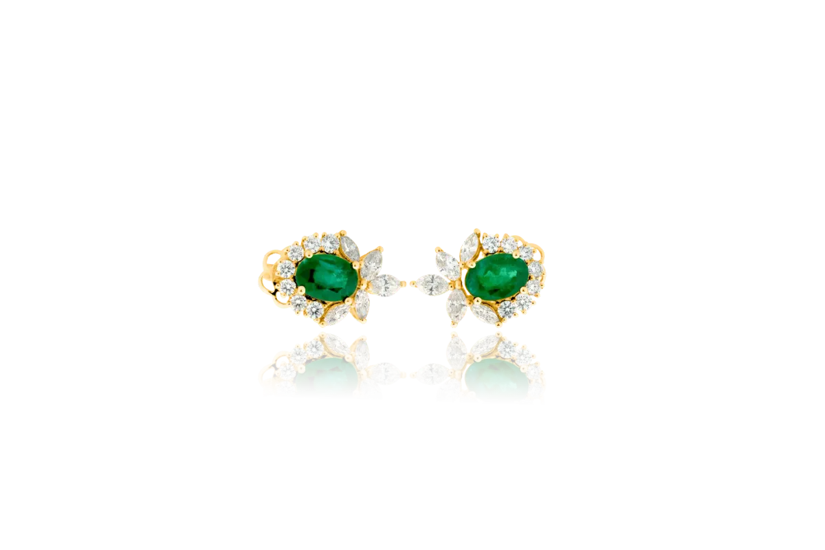 Emerald And Diamond Earrings view 3