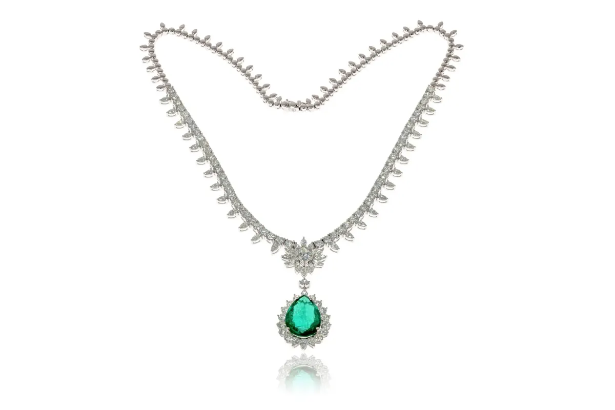 Emerald And Diamond Necklace view 2