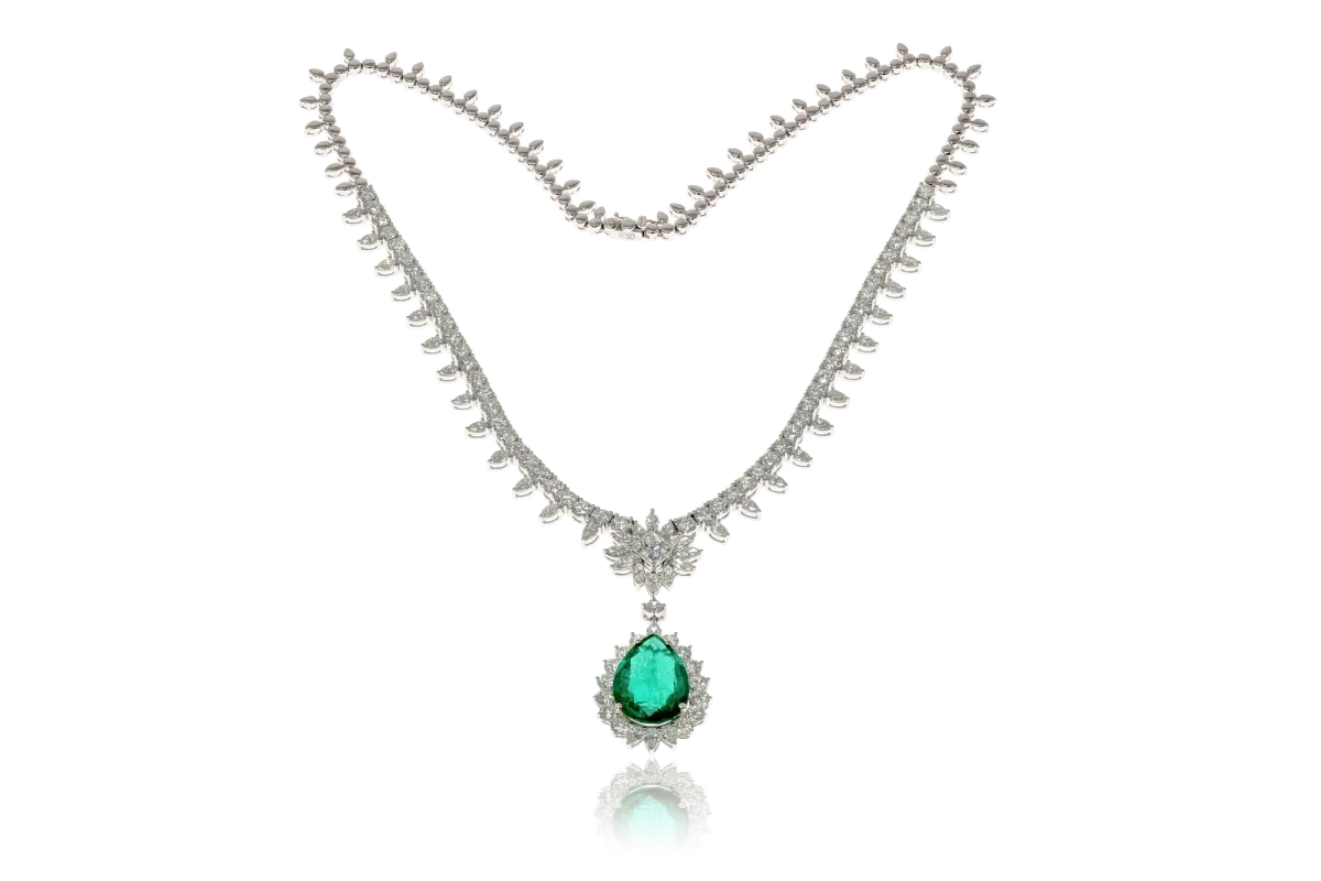Emerald And Diamond Necklace view 3