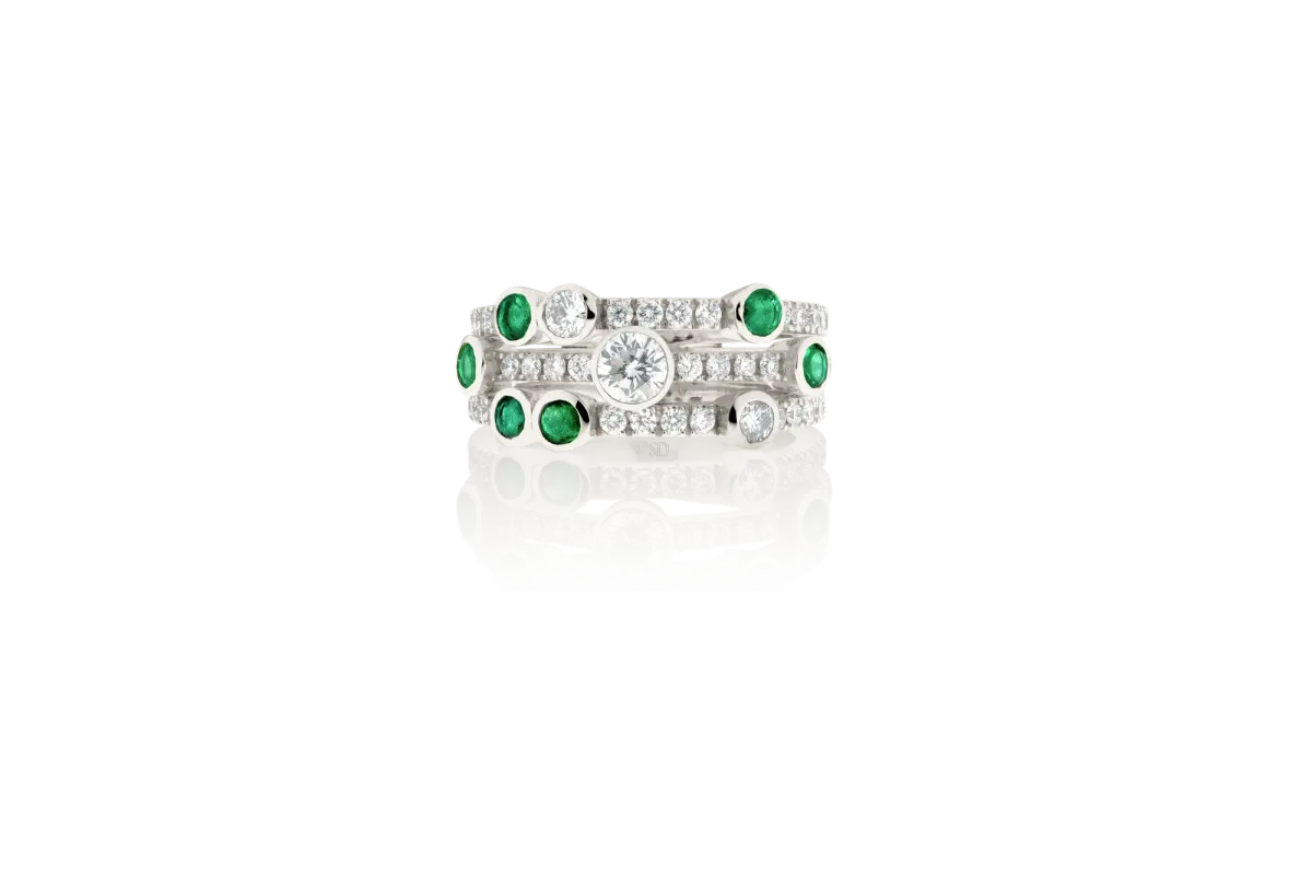Emerald And Diamond Ring view 3