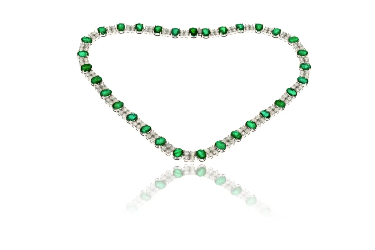 Emerald and Diamond Necklace view 2
