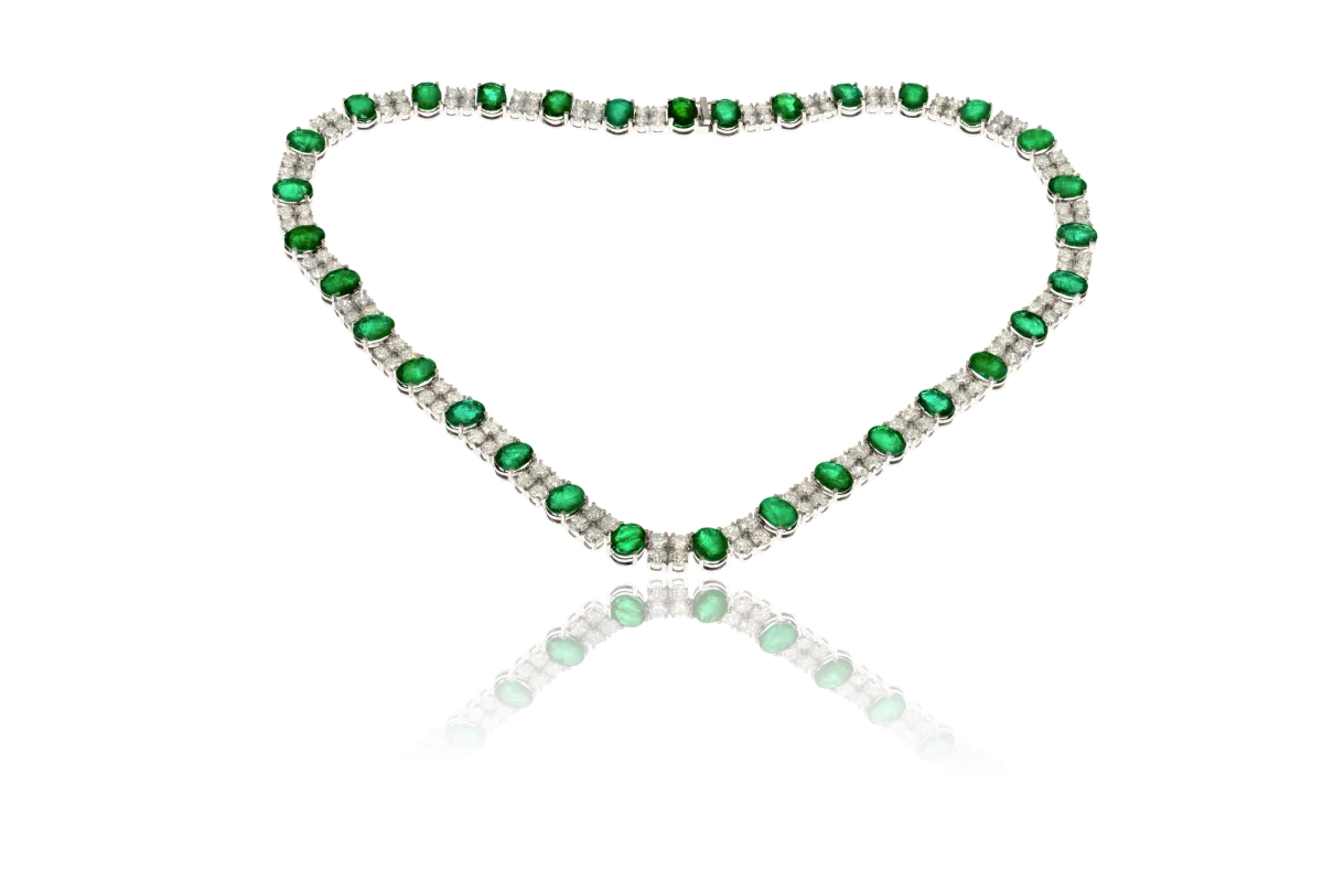 Emerald and Diamond Necklace view 3