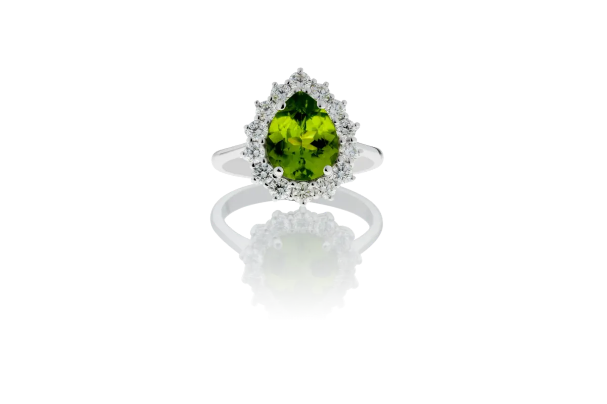 Peridot And Diamond Ring view 3