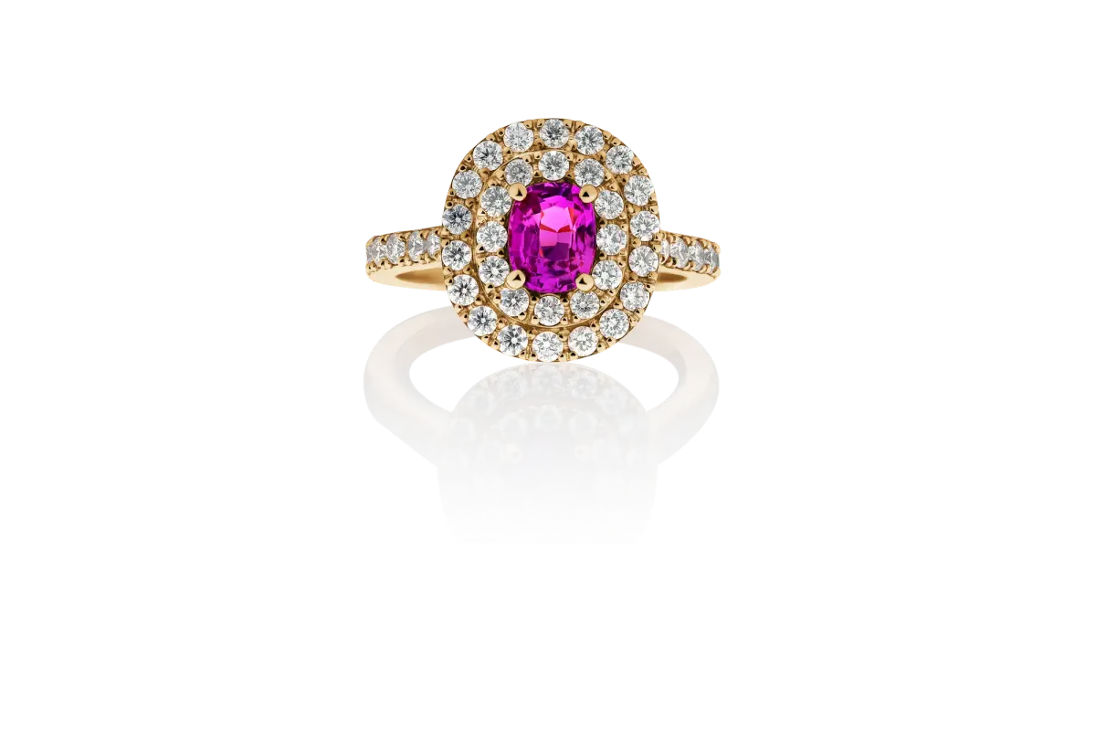 Pink Sapphire And Diamond Ring view 3