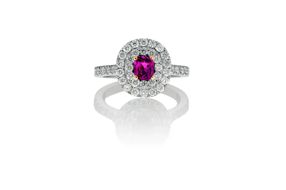 Pink Sapphire And Diamond Ring view 2