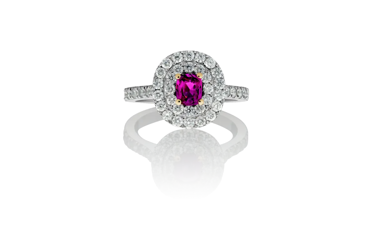Pink Sapphire And Diamond Ring view 3