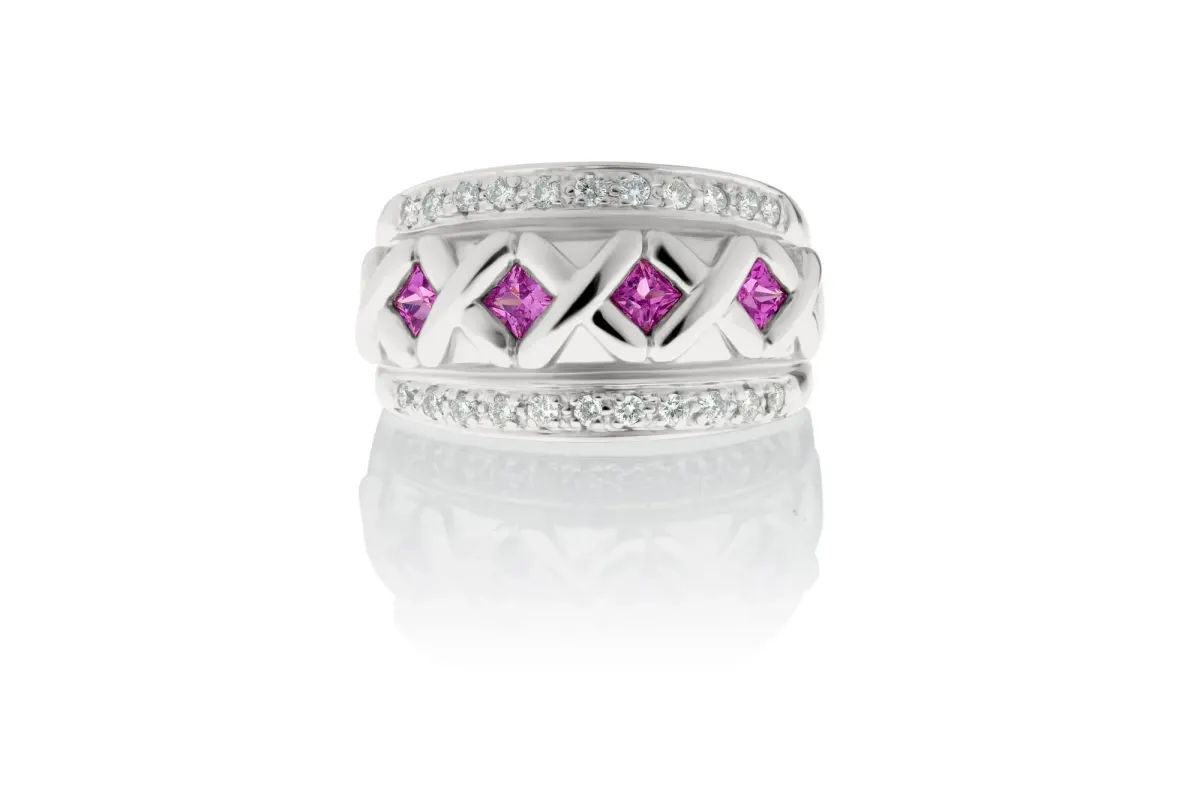 Pink Sapphire And Diamond Ring view 2