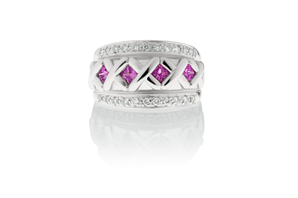 Pink Sapphire And Diamond Ring view 3