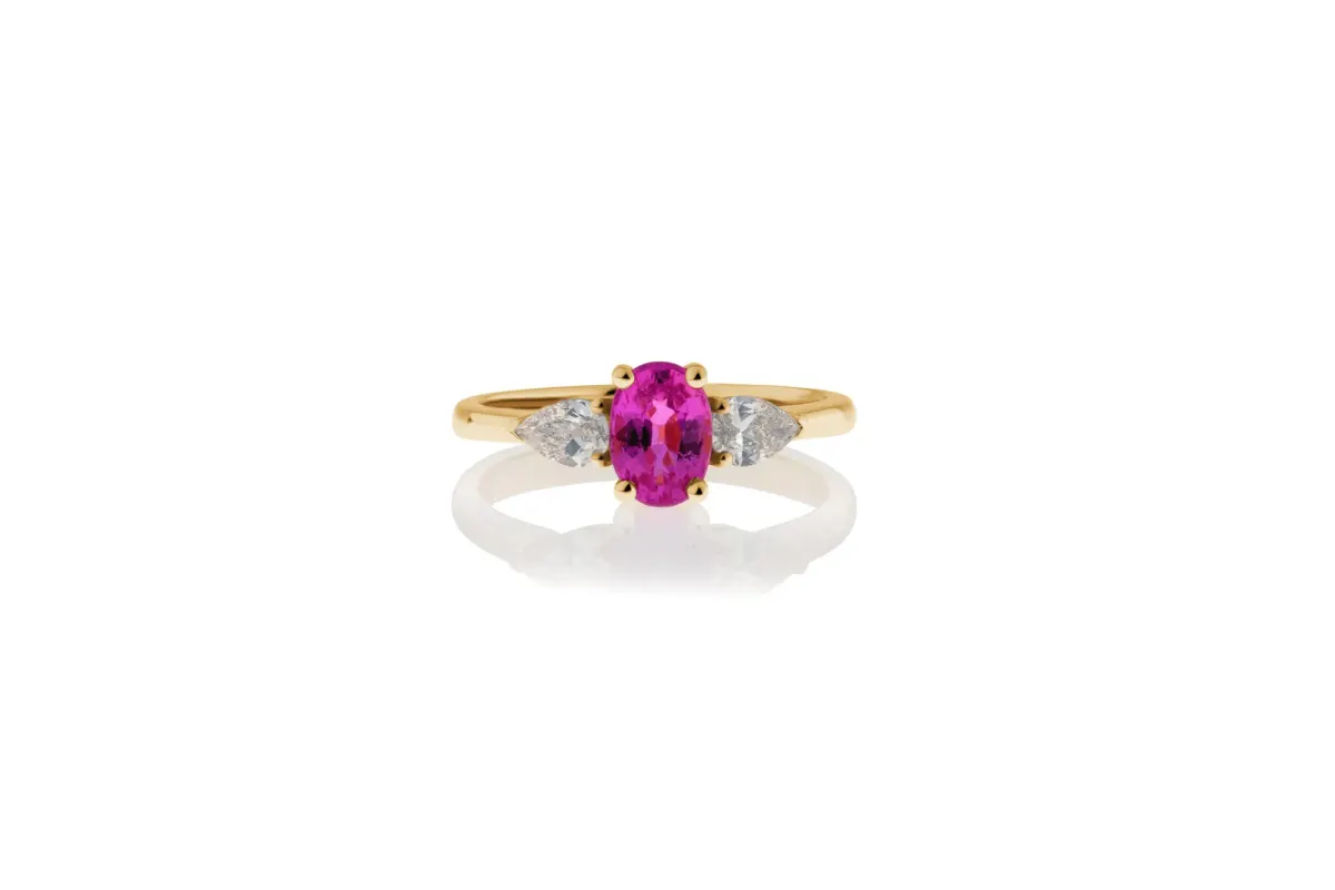 Pink Sapphire And Fancy Light Yellow Diamond Ring view 2