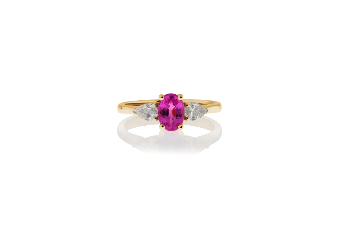 Pink Sapphire And Fancy Light Yellow Diamond Ring view 3