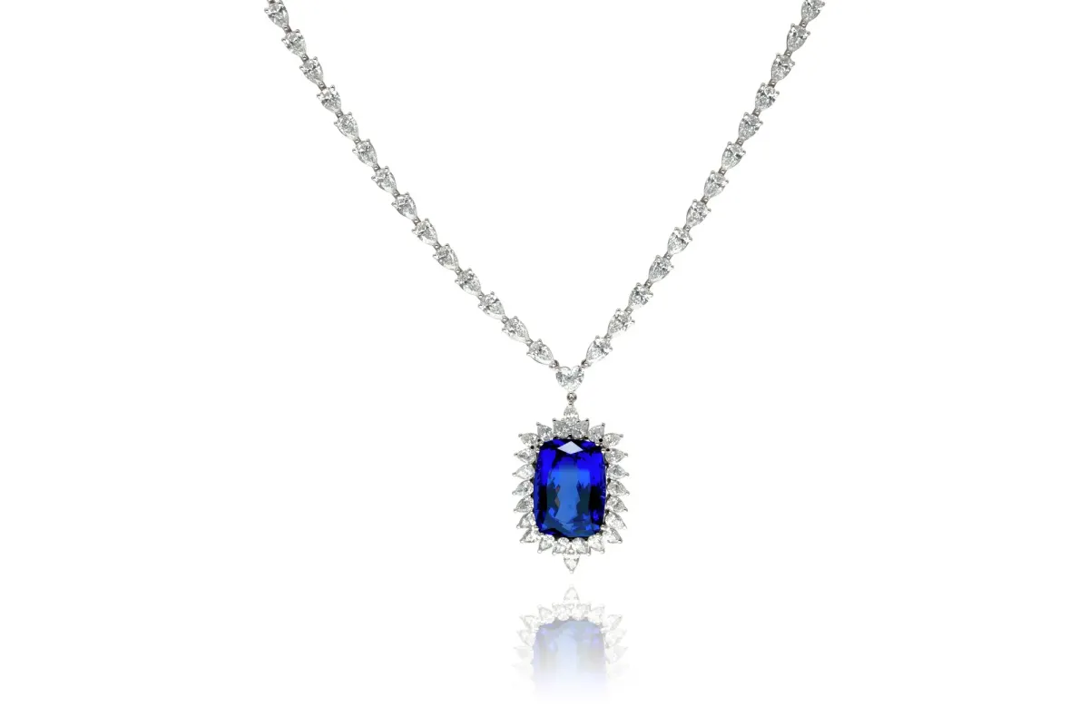 Tanzanite and Diamond Necklace view 2
