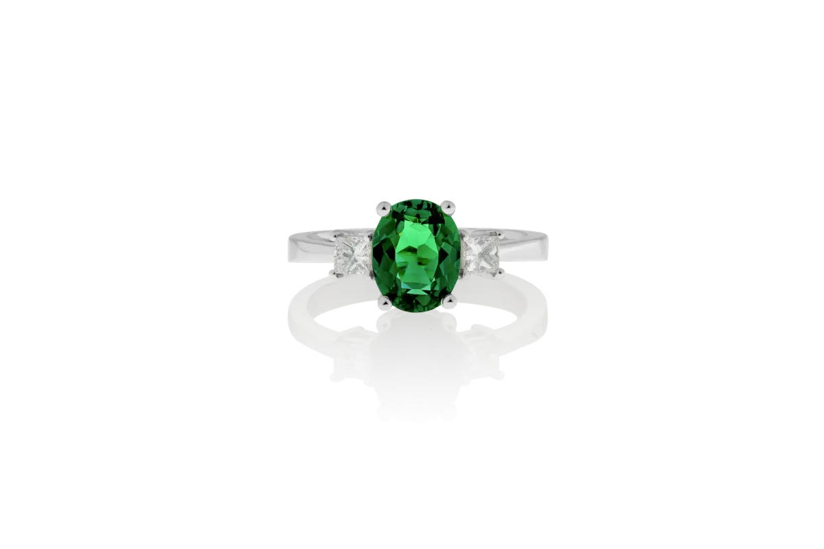 Tourmailine And Diamond Ring view 3