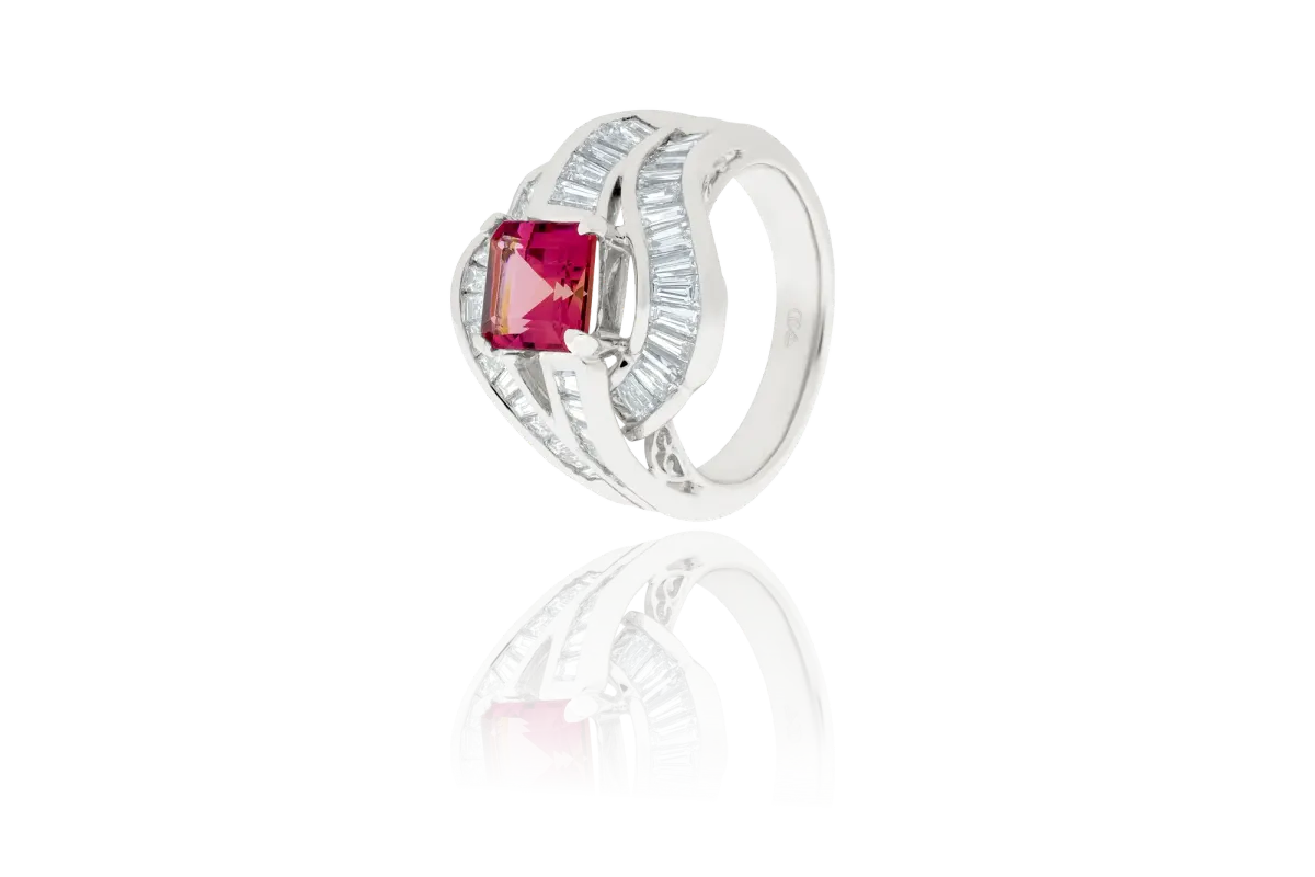 Tourmailine And Diamond Ring view 3